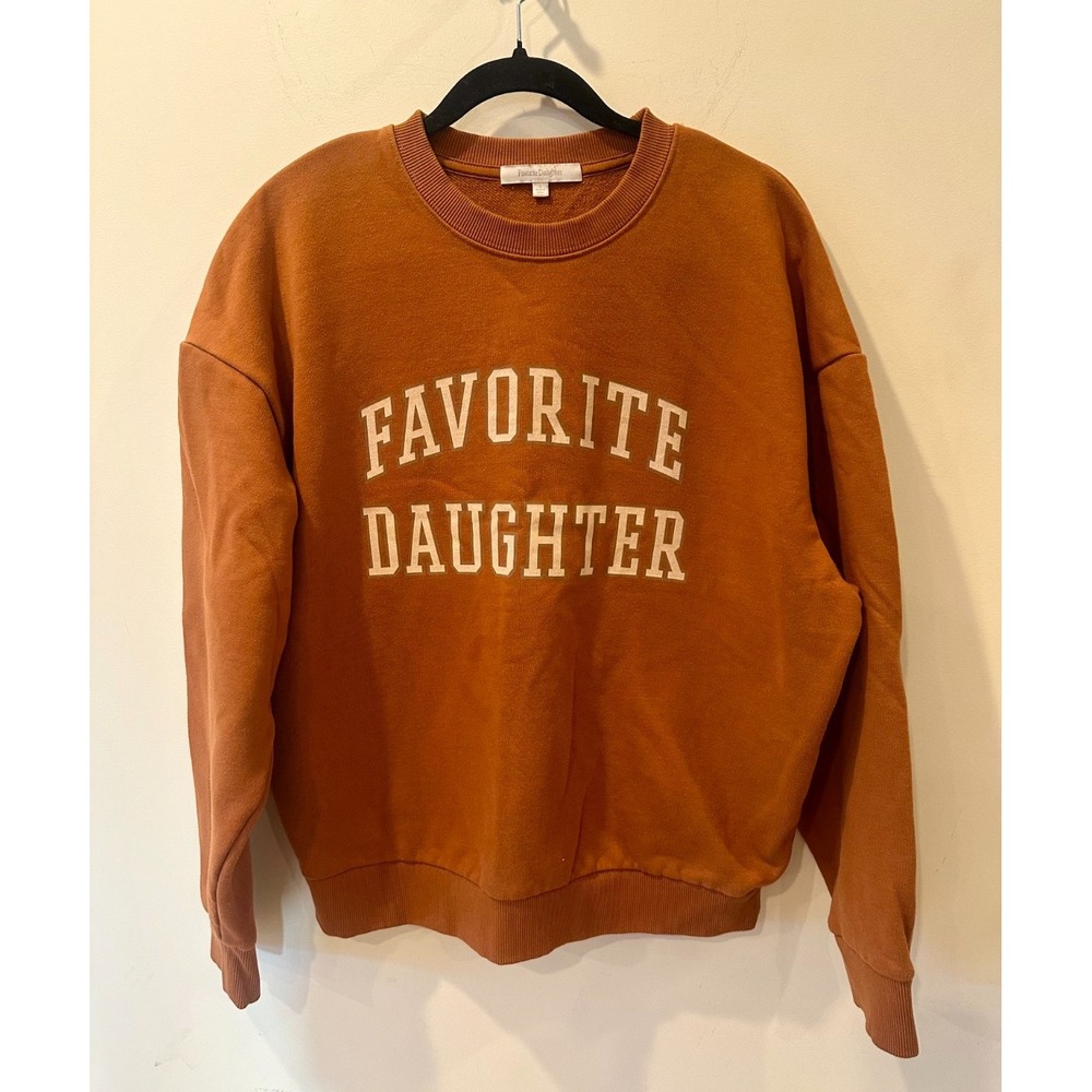 Favorite Daughter Collegiate Sweatshirt Rust Orange Crewneck Logo Sz S $98